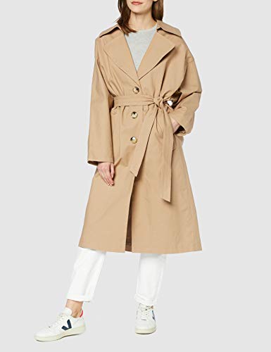 Marca Amazon - find. Gabardina Larga Oversize para Mujer, Beige (Stone), 42, Label: L