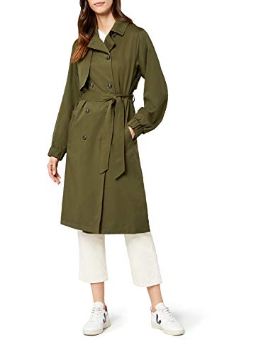 Marca Amazon - find. Gabardina Trench con Cinturón Mujer, Verde (Khaki), 46, Label: XXL