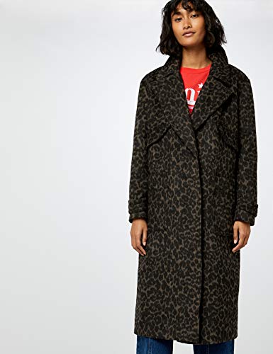 Marca Amazon - find. Luxury Trench - Abrigo Mujer, Marrón (Brown Leopard), 46, Label: XXL