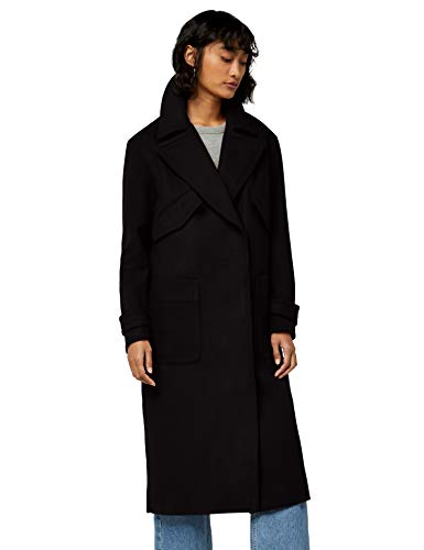 Marca Amazon - find. Luxury Trench - Abrigo Mujer, Negro (Black), 40, Label: M