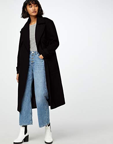 Marca Amazon - find. Luxury Trench - Abrigo Mujer, Negro (Black), 40, Label: M