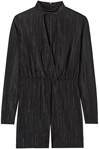 Marca Amazon - find. Mono Corto Plisado para Mujer, Negro (Black), 40, Label: M