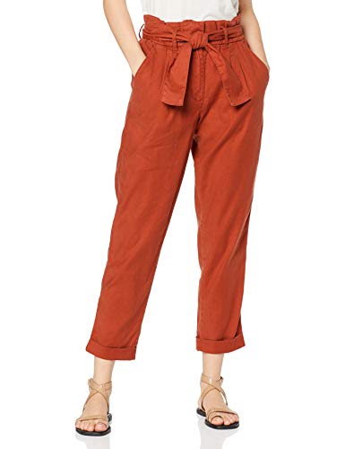 Marca Amazon - find. Pantalón con Cintura de Fuelle Mujer, Rojo (rojo Ocre 18-1442 Tcx)), 42, Label: L