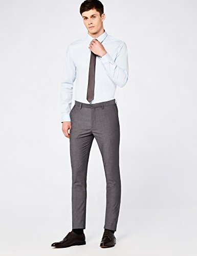 Marca Amazon - find. Pantalón de Traje Ajustado Hombre, Gris (Lt Grey), 36W / 33L, Label: 36W / 33L