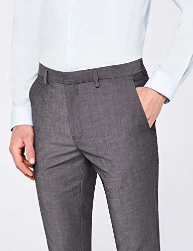 Marca Amazon - find. Pantalón de Traje Ajustado Hombre, Gris (Lt Grey), 36W / 33L, Label: 36W / 33L