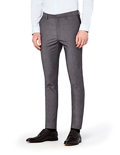 Marca Amazon - find. Pantalón de Traje Ajustado Hombre, Gris (Lt Grey), 36W / 33L, Label: 36W / 33L