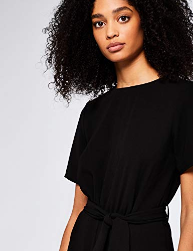 Marca Amazon - find. Short Sleeve Tie Waist Mono Mujer, Negro (Black), 42, Label: L