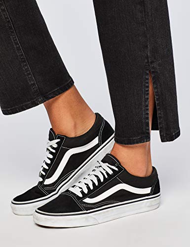 Marca Amazon - find. Split Hem - Vaqueros straight Mujer, Negro (Black), 32W / 32L, Label: 32W / 32L