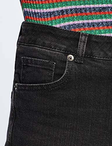 Marca Amazon - find. Split Hem - Vaqueros straight Mujer, Negro (Black), 32W / 32L, Label: 32W / 32L