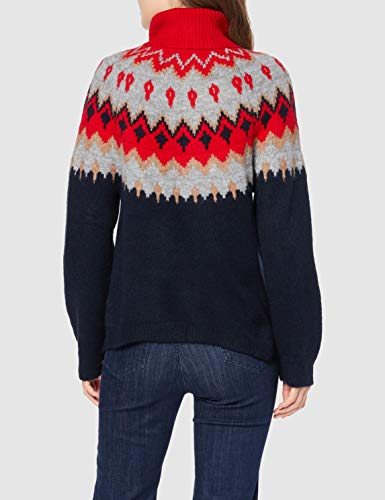 Marca Amazon - find. Statement Fairisle Jumper Suéter Mujer, Azul (NAVY), 44, Label: XL