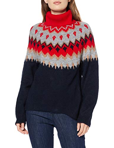 Marca Amazon - find. Statement Fairisle Jumper Suéter Mujer, Azul (NAVY), 44, Label: XL