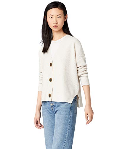 Marca Amazon - find. Stitch Cardigan - chaqueta punto Mujer, Beige (Oatmeal Oatmeal), 36, Label: XS
