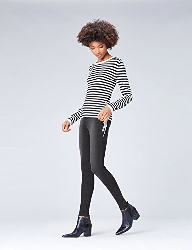 Marca Amazon - find. Vaqueros Ceñidos de Tiro Medio Mujer, Negro (Washed Black), 26W / 32L, Label: 26W / 32L