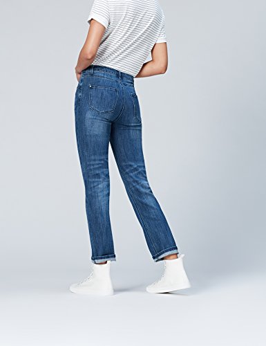 Marca Amazon - find.. Vaqueros Rectos de Tiro Medio Mujer, Azul (Mid Wash), 32W / 32L, Label: 32W / 32L