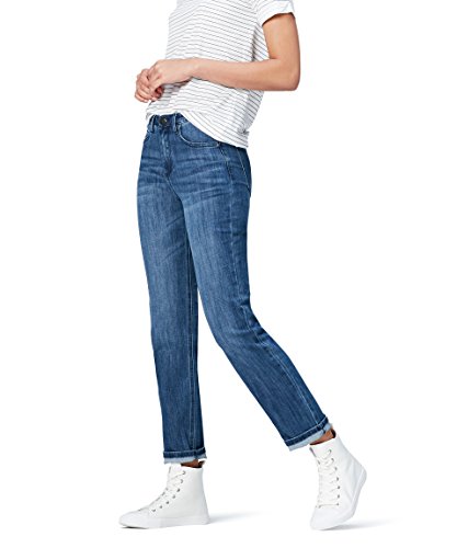 Marca Amazon - find.. Vaqueros Rectos de Tiro Medio Mujer, Azul (Mid Wash), 32W / 32L, Label: 32W / 32L