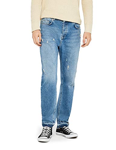 Marca Amazon - find. Vaqueros Slim Bajo Caído Hombre, Azul (Blue), 33, Label: 33
