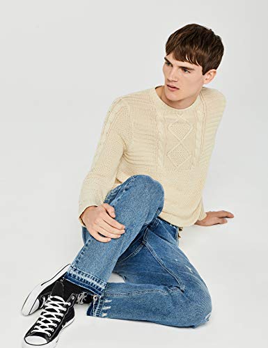 Marca Amazon - find. Vaqueros Slim Bajo Caído Hombre, Azul (Blue), 33, Label: 33