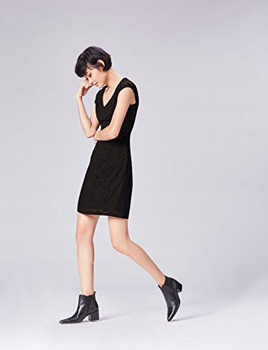 Marca Amazon - find. Vestido con Vuelo de Encaje Mujer, Negro (Black), 38, Label: S