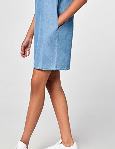 Marca Amazon - find. Vestido Corto con Volante Mujer, Blau (Blue), 38, Label: S