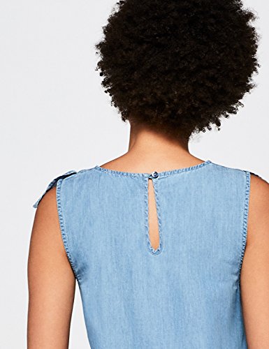 Marca Amazon - find. Vestido Corto con Volante Mujer, Blau (Blue), 38, Label: S