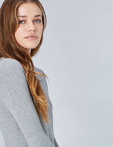 Marca Amazon - find. Vestido de Canalé para Mujer, Gris (Grey Marl), 36, Label: XS