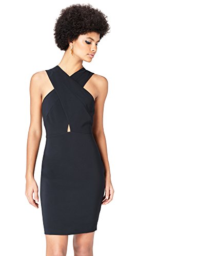 Marca Amazon - find. Vestido Midi Cuello Halter Mujer, Negro (Schwarz), 40, Label: M