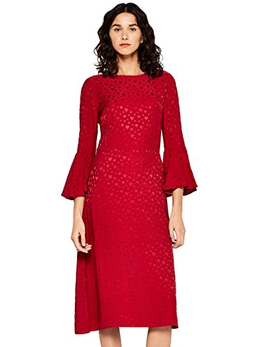 Marca Amazon - find. Vestido Midi Satinado Mujer, Rojo (Red), 40, Label: M