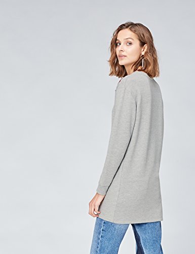 Marca Amazon - find. Vestido Sudadera con Flores Bordadas para Mujer, Gris (Grey Mix), 42, Label: L