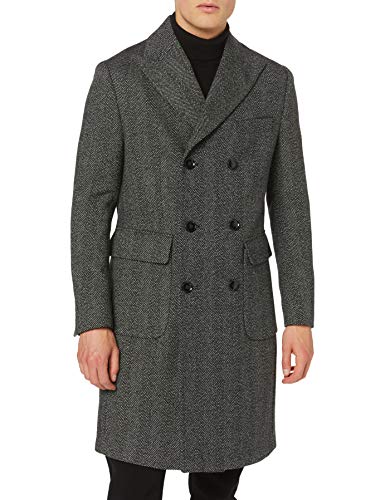 Marca Amazon - find. Wool Mix Double Breasted Smart Abrigo Hombre, Gris (Grey Hb Db), M, Label: M
