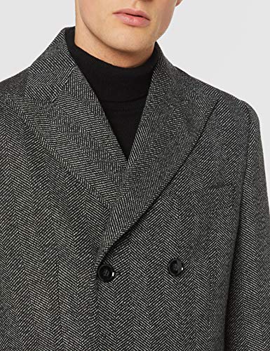 Marca Amazon - find. Wool Mix Double Breasted Smart Abrigo Hombre, Gris (Grey Hb Db), M, Label: M