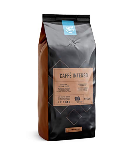 Marca Amazon - Happy Belly Café de tueste natural en grano "Caffè Intenso" (2 x 500g)