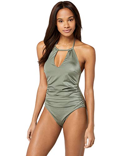 Marca Amazon - IRIS & LILLY Bañador Moldeador Mujer, Verde (Shiny Sagebrush), XL, Label: XL