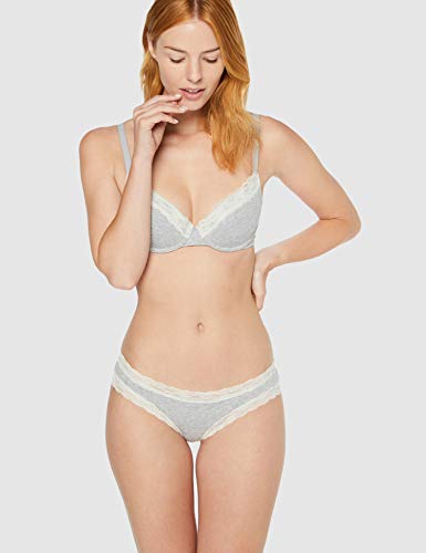 Marca Amazon - Iris & Lilly Braga Hipster de Algodón Mujer, Pack de 7, Multicolor (negro/melange/rosa suave), XL, Label: XL