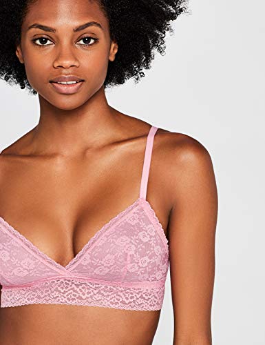 Marca Amazon - Iris & Lilly Bralette de Encaje Mujer, Rosa (Pink), S, Label: S