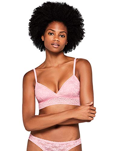 Marca Amazon - Iris & Lilly Bralette de Encaje Mujer, Rosa (Pink), S, Label: S