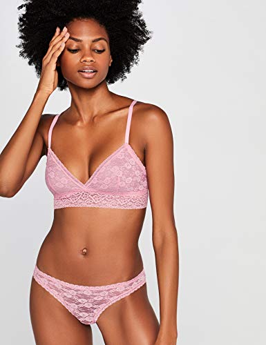 Marca Amazon - Iris & Lilly Bralette de Encaje Mujer, Rosa (Pink), S, Label: S