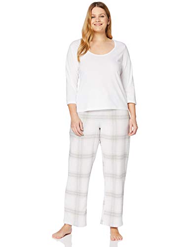 Marca Amazon - Iris & Lilly Pijama de Modal Mujer, Multicolor (White), XS, Label: XS