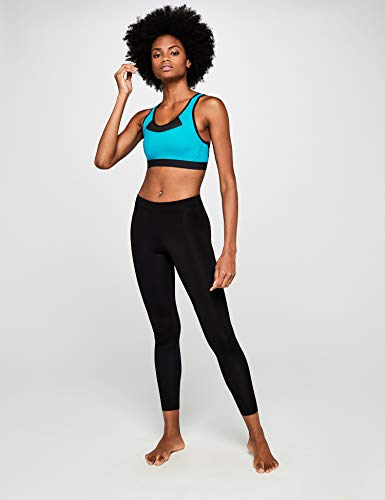 Marca Amazon - IRIS & LILLY Sujetador Deportivo Impacto Medio Mujer, Azul (Tropical Teal/Black), L, Label: L