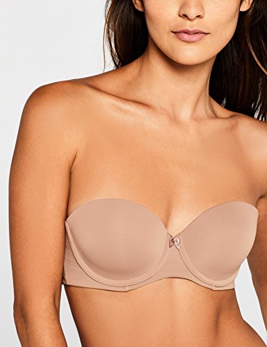 Marca Amazon - IRIS & LILLY Sujetador Preformado con Tirantes Extraíbles Body Smooth para Mujer, Marrón (Brownie), 90B, Label: 34B