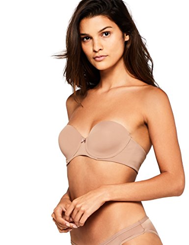 Marca Amazon - IRIS & LILLY Sujetador Preformado con Tirantes Extraíbles Body Smooth para Mujer, Marrón (Brownie), 90B, Label: 34B