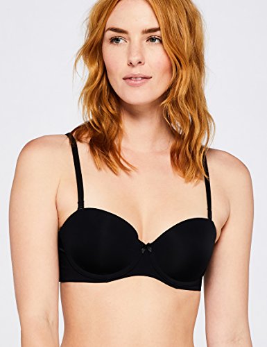Marca Amazon - IRIS & LILLY Sujetador Preformado con Tirantes Extraíbles Body Smooth para Mujer, Negro (Black), 85C (Talla del fabricante: 32C)
