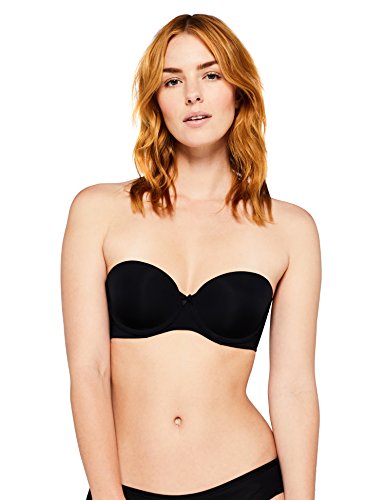 Marca Amazon - IRIS & LILLY Sujetador Preformado con Tirantes Extraíbles Body Smooth para Mujer, Negro (Black), 85C (Talla del fabricante: 32C)