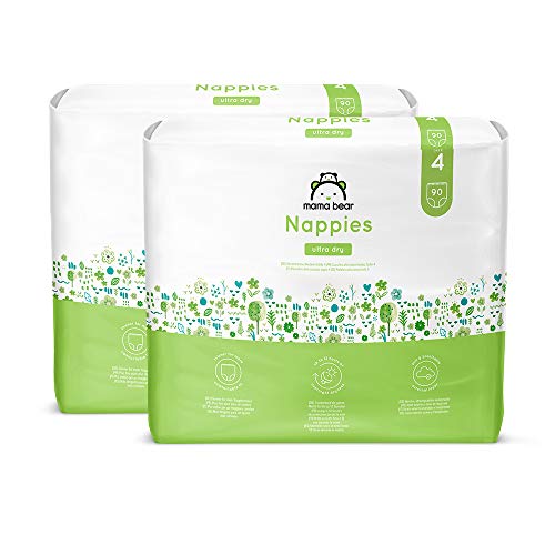 Marca Amazon- Mama Bear Pañales ultra-secos Talla 4 (8-14 kg) - con canales de aire- 180 pañales ( 2 packs de 90 pañales)