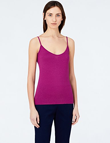 Marca Amazon - MERAKI Camiseta Mujer de Tirantes, Pack de 2, Morado (Boysenberry/white), 38, Label: S