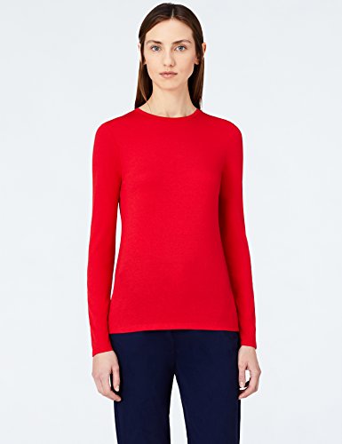 Marca Amazon - MERAKI Camisetas, Mujer, Rojo (Racing Red/White), S, Pack de 2