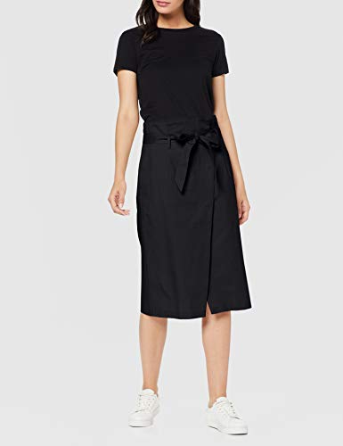 Marca Amazon - MERAKI Falda de Algodón Midi Mujer, Negro (Black), 46, Label: XXL