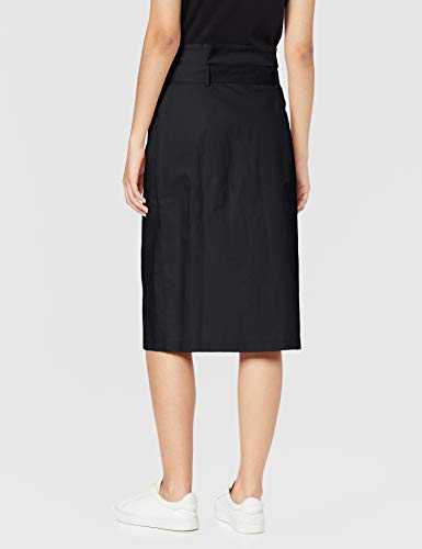 Marca Amazon - MERAKI Falda de Algodón Midi Mujer, Negro (Black), 46, Label: XXL