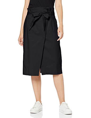 Marca Amazon - MERAKI Falda de Algodón Midi Mujer, Negro (Black), 46, Label: XXL