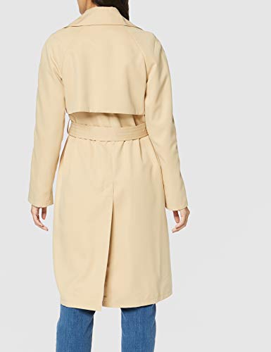 Marca Amazon - MERAKI Gabardina Trench con Cinturón Mujer, Beige (Beige), 36, Label: XS