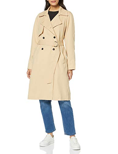 Marca Amazon - MERAKI Gabardina Trench con Cinturón Mujer, Beige (Beige), 36, Label: XS